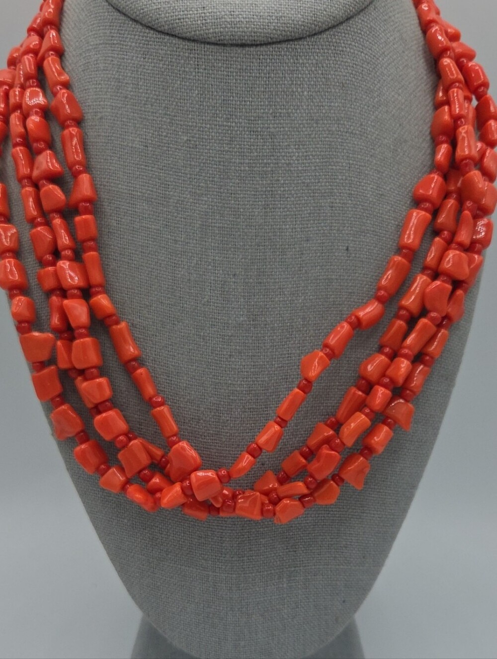 5 for $25! Chico's Multi-Strand Faux Coral Bead Necklace - Bold Red